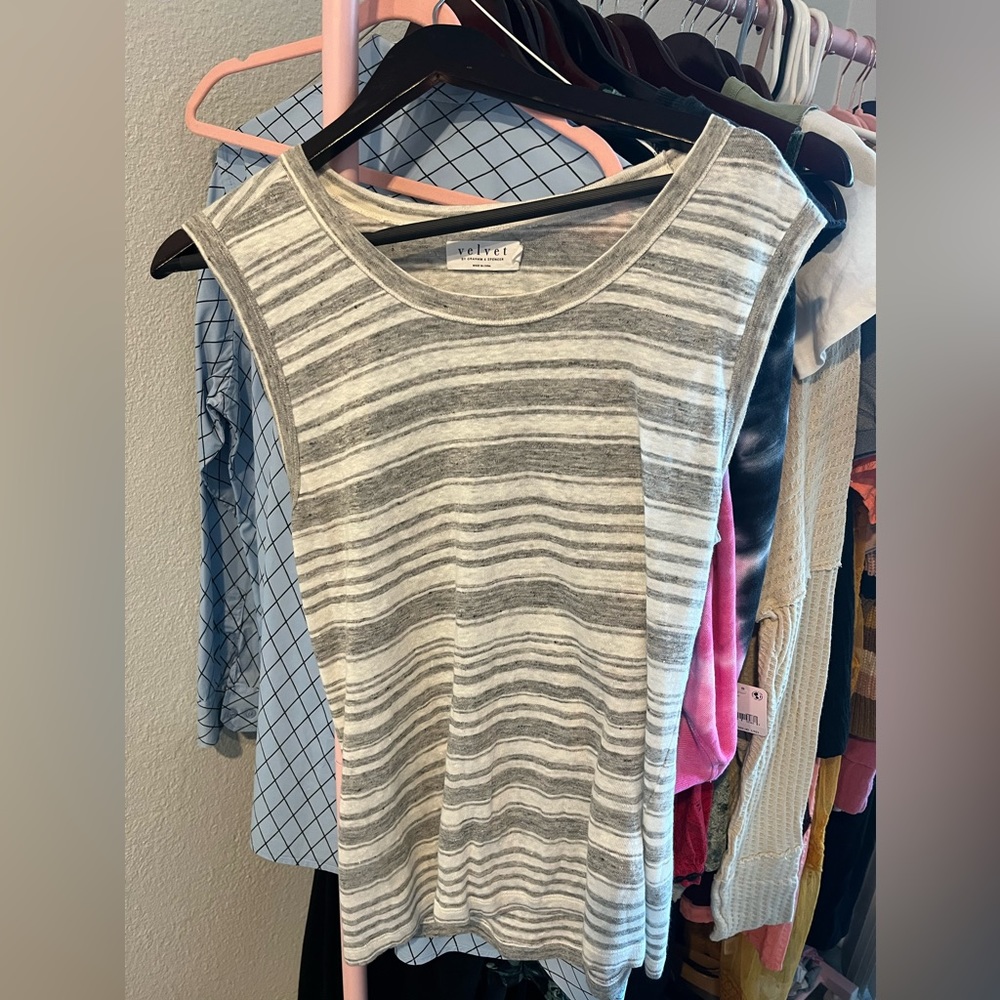 EUC Striped Lightweight Linen Tank